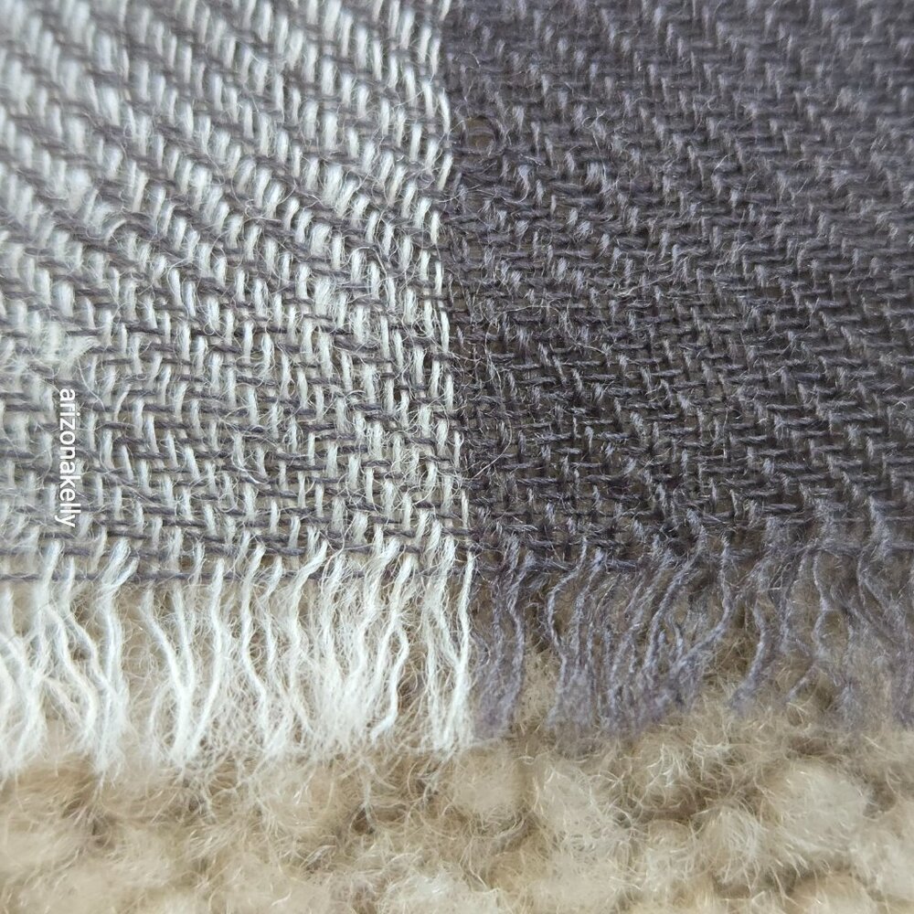 NWOT Beck Sondergaard Wool Scarf Grey Plaid - Picture 2 of 10